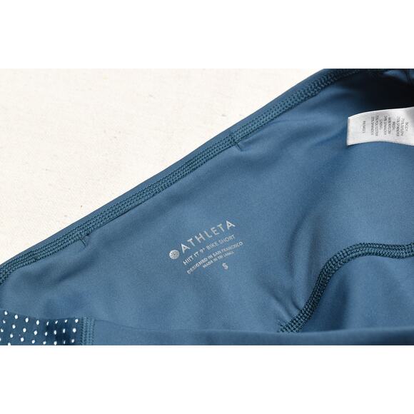 Athleta Bike Shorts Womens Small Blue HIIT IT 9 Inch High Rise Athletic Gym - Picture 7 of 8